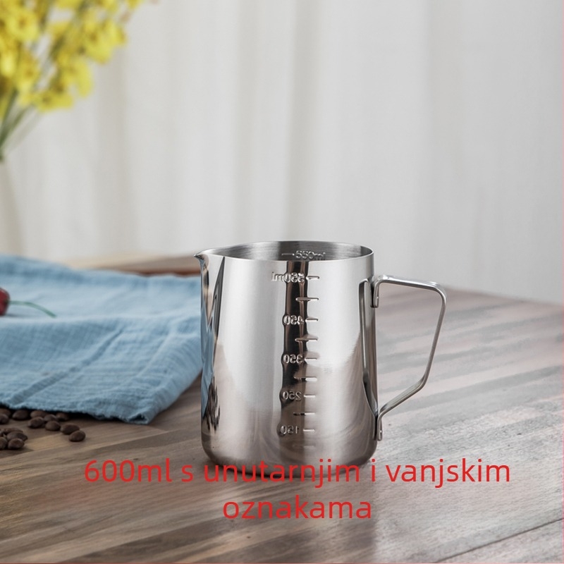 Kana za latte art s oštrim izljevom, debelo tijelo od 201 nehrđajućeg čelika, s mjernom skalom