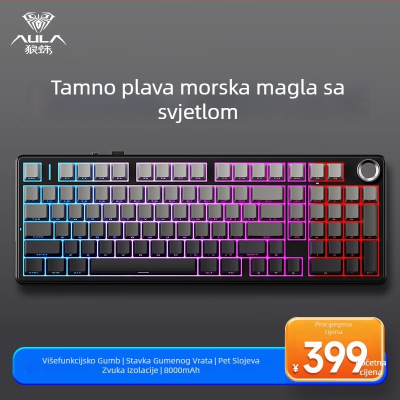 Aula Tarantula F99/F99Pro mehanička tipkovnica – bežični Bluetooth s tri načina, RGB pozadinsko osvjetljenje, ABS kućište, podrška do 3 uređaja istovremeno