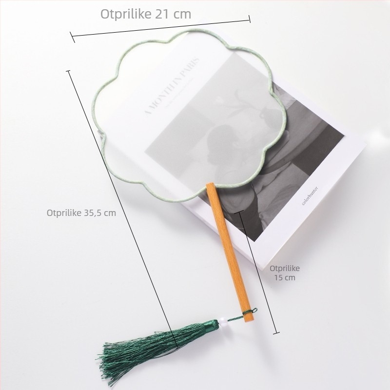 Kineski ručni fan u antičkom stilu, duga drška i resica, materijal: tkanina, marka: Tane, jedno pakovanje