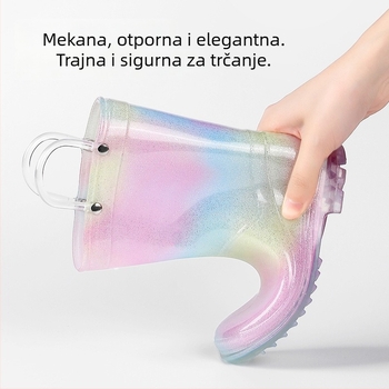Dječje čizme za kišu, PVC, stil princeze, niski potpetica 1–3 cm, srednja visina čizme