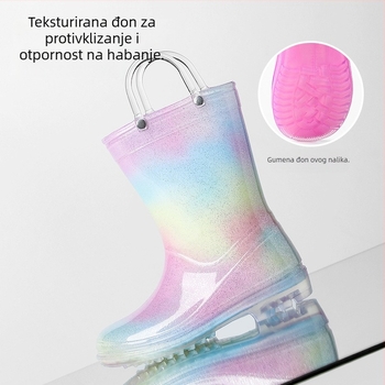 Dječje čizme za kišu, PVC, stil princeze, niski potpetica 1–3 cm, srednja visina čizme