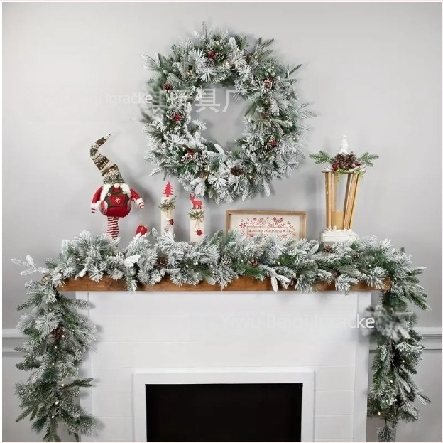 Beiqi PVC božićna ukras za bor – viseći venac s ratan prstenom