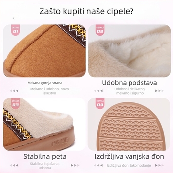 Ženske zimske pamučne čizme s plišastom podstavom - bez vezica, niski gornji dio, gornja strana od sintetičke kože