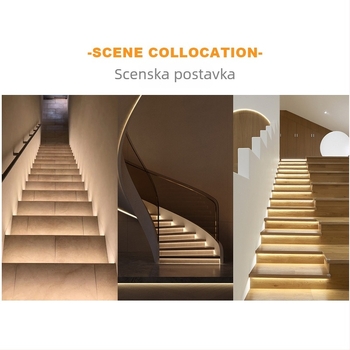 LED rasvjeta za stepenice 2-u-1 sa senzorom i upravljačem, model 221, 12-24V, priključak na terminalima