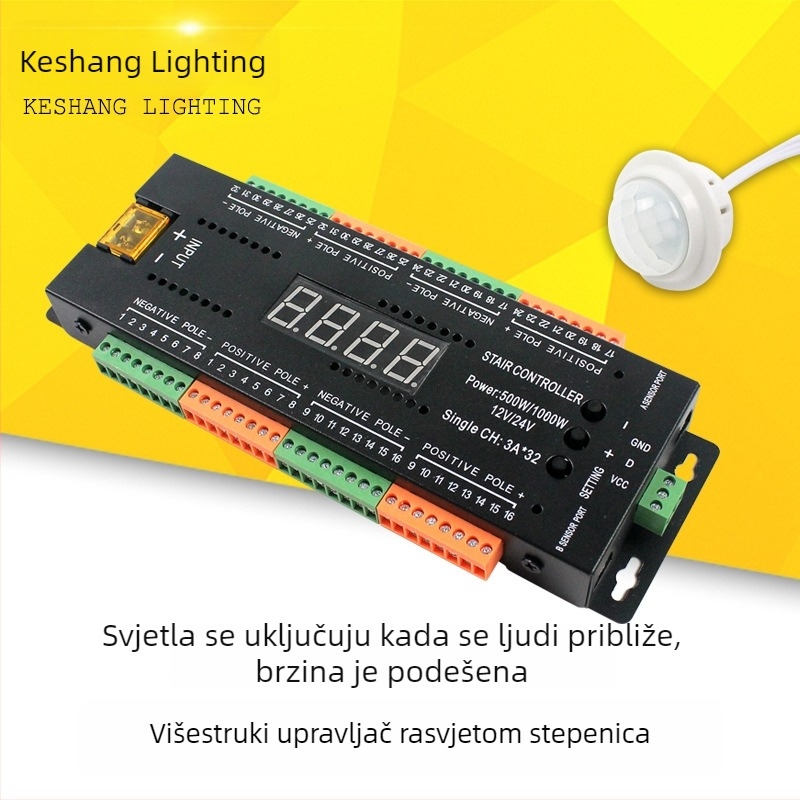 LED rasvjeta za stepenice 2-u-1 sa senzorom i upravljačem, model 221, 12-24V, priključak na terminalima