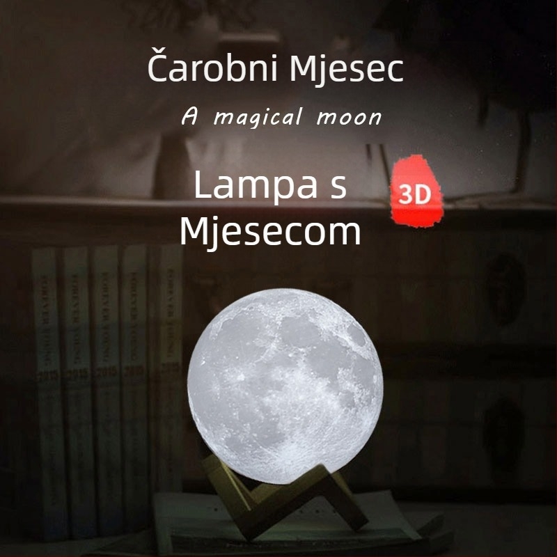 Stolna lampa s magnetskim levitacijskim mjesecom, LED osvjetljenje, dodirni prekidač, ABS materijal, 110–220V