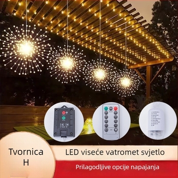 Solarna LED svjetiljka s nebeskim zvjezdama, vanjska vodootporna viseća dekoracija, 5000 lm, 220V, regulacija jačine svjetla, IP65, vijek trajanja 8000 h