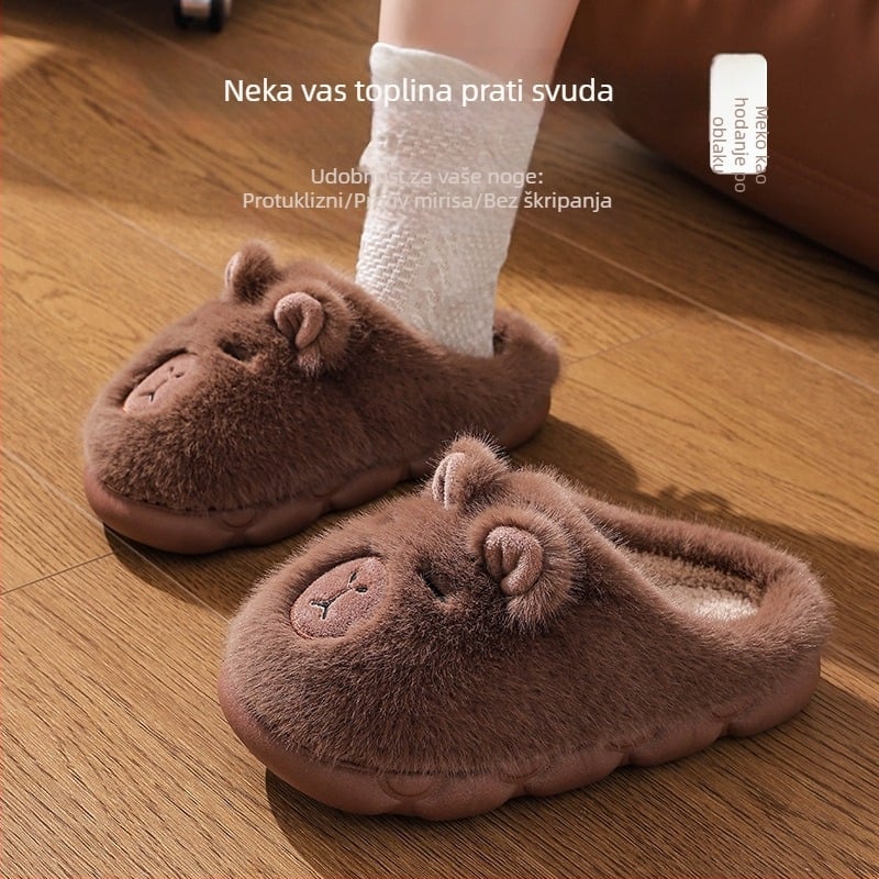 Pamucne papuče s motivom crtani lika, unisex za unutarnju upotrebu, Slip-On, mekana pamucna fleec podstava i PVC potplat