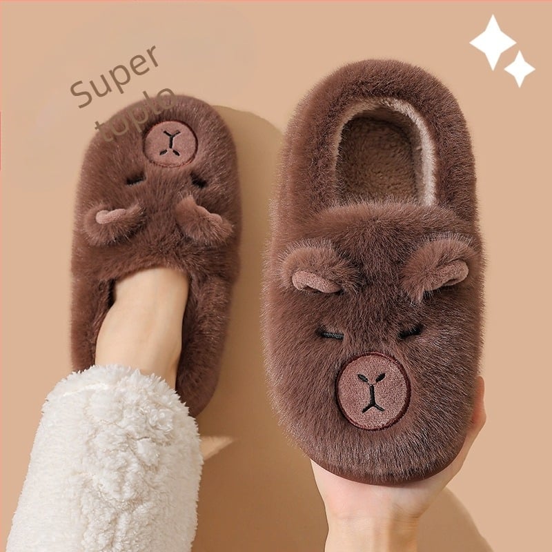 Pamucne papuče s motivom crtani lika, unisex za unutarnju upotrebu, Slip-On, mekana pamucna fleec podstava i PVC potplat