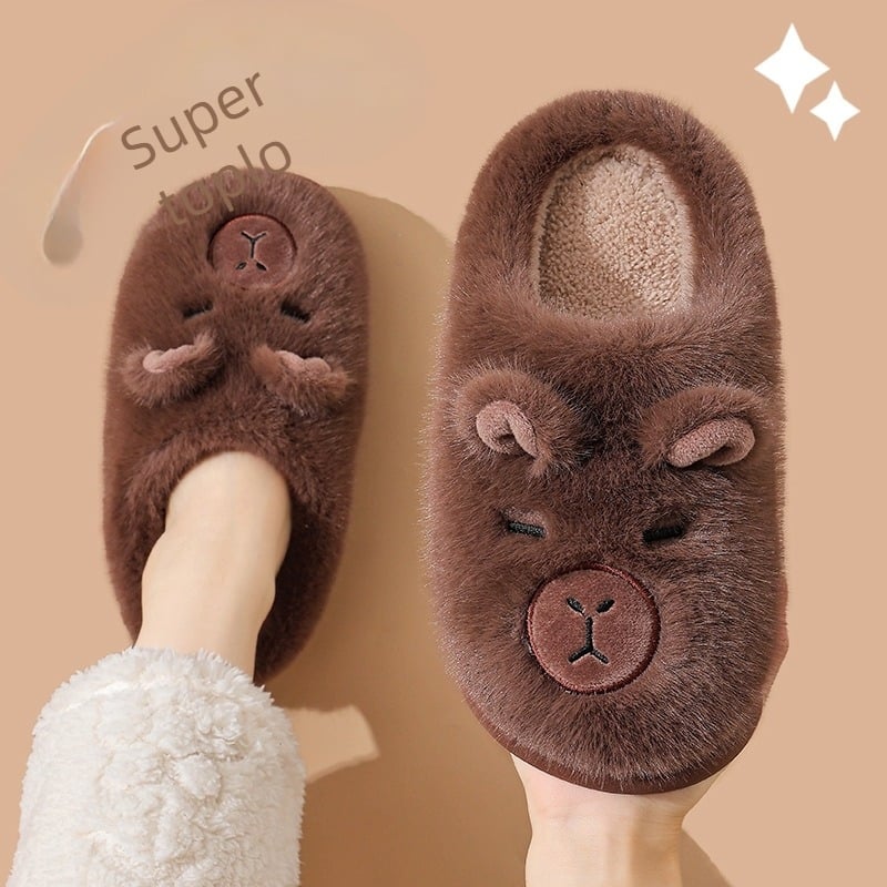 Pamucne papuče s motivom crtani lika, unisex za unutarnju upotrebu, Slip-On, mekana pamucna fleec podstava i PVC potplat