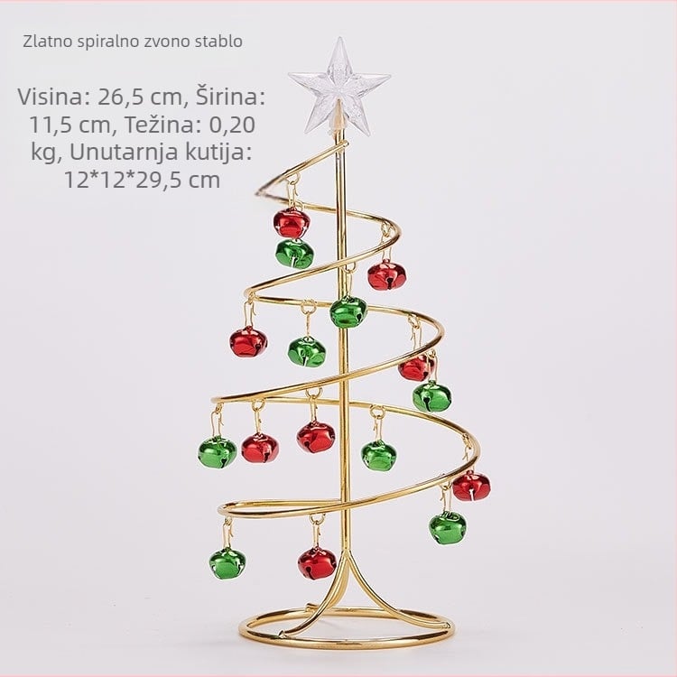 Emma metalno mini božićno drvce s zvončićima za stolni dekor – simulirano božićno drvce