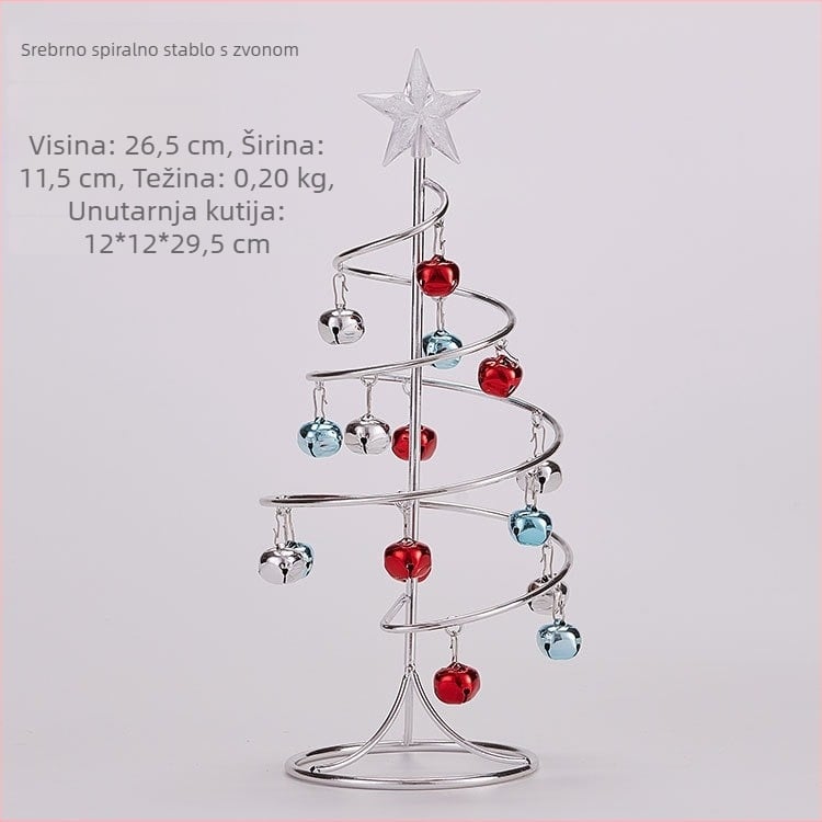 Emma metalno mini božićno drvce s zvončićima za stolni dekor – simulirano božićno drvce