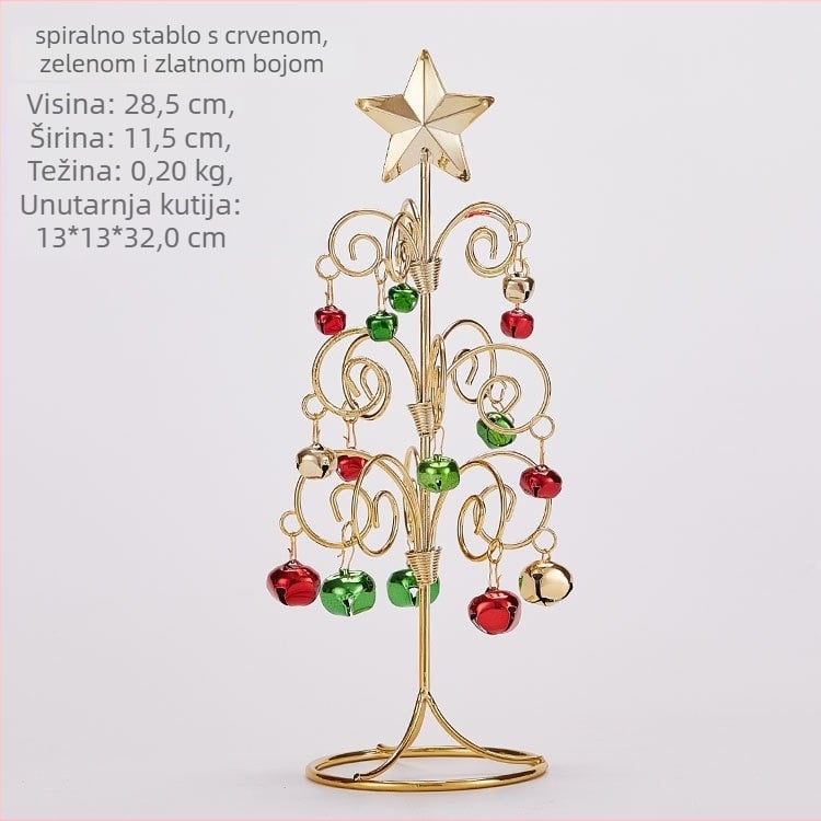 Emma metalno mini božićno drvce s zvončićima za stolni dekor – simulirano božićno drvce