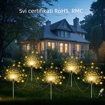 Solarska vrtna svjetiljka na stalku, oblik biljke, nehrđajući čelik, 5W, IP65, osvjetljenje 12–16 sati