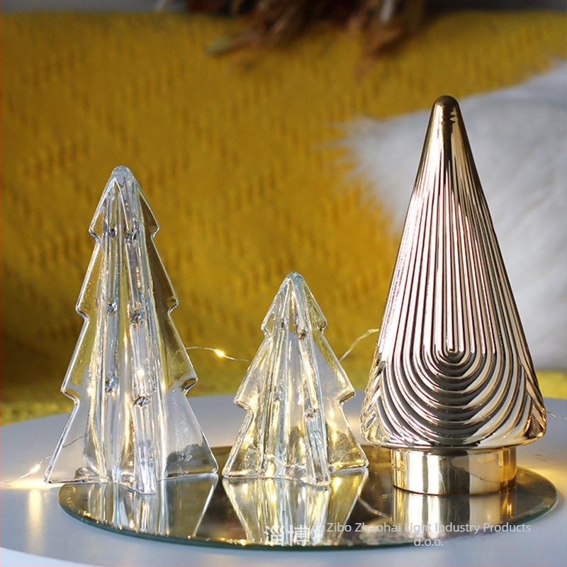 Staklena stolna božićna jelka u skandinavskom stilu – dekoracija za Božić, rekvizit za fotografije, stolni ukras (Materijal: Staklo; Prigoda: Božić; Stil: Skandinavski; Upotreba: Stolna dekoracija, rekvizit za fotografije)