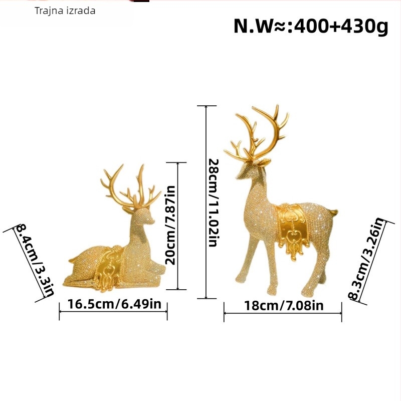Smolna figura jelena, stil Light Luxury, pakiranje u kartonskoj kutiji, Model 971559095332