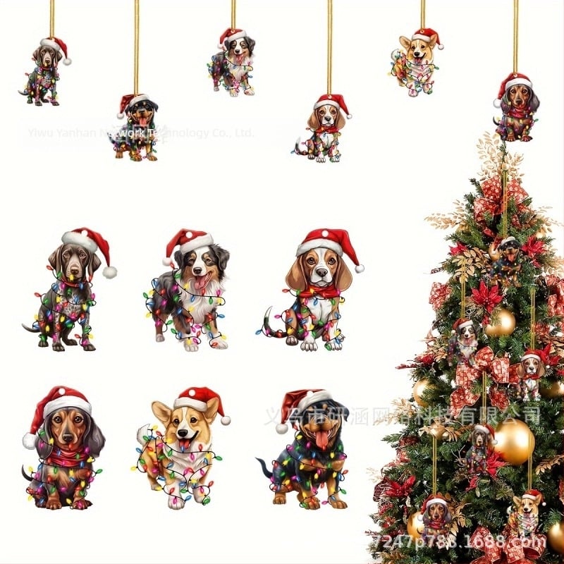 Akrilni božićni ukras psa za automobil, unutarnja viseća dekoracija, moderan stil