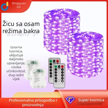 LED modelirajuća svjetlosna nizica s bakrenom žicom, 8-funkcijsko kućište za baterije, IP65, dimabilno, šifra 1010