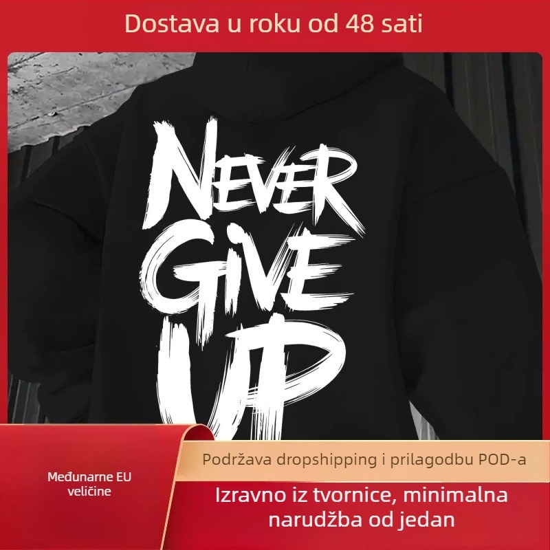 Mikina s printom, kapuljačom, pulover dizajn, poliester 71–80% s podstavom od pamuka, japanski retro stil, proljetna odjeća