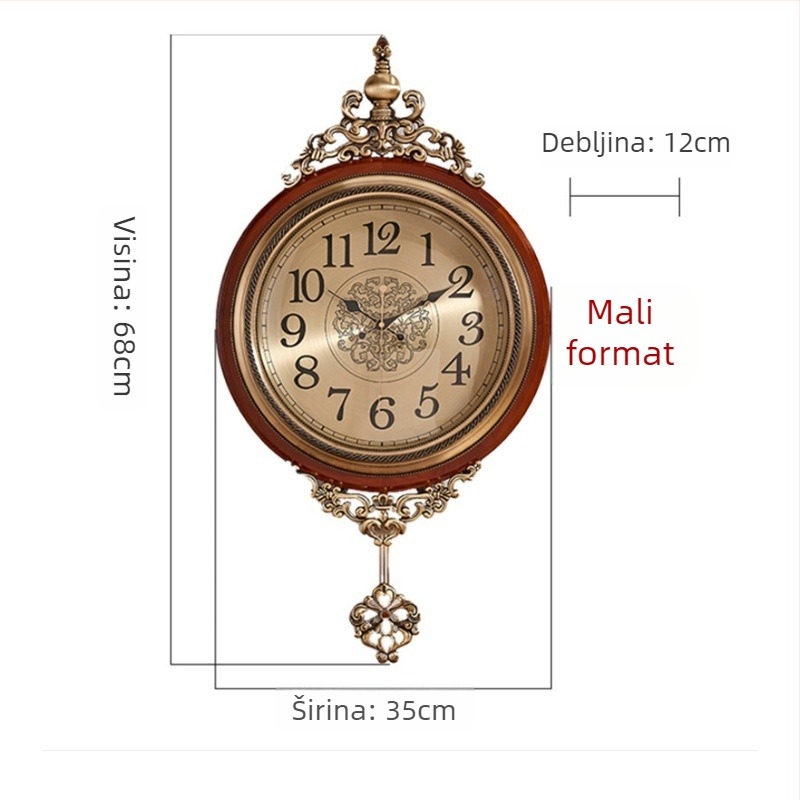 Zidni sat 18003 – Nordic stil, kružno metalno kućište, bakreni brojčanik, japanski kvarcni mehanizam, napajanje baterijom
