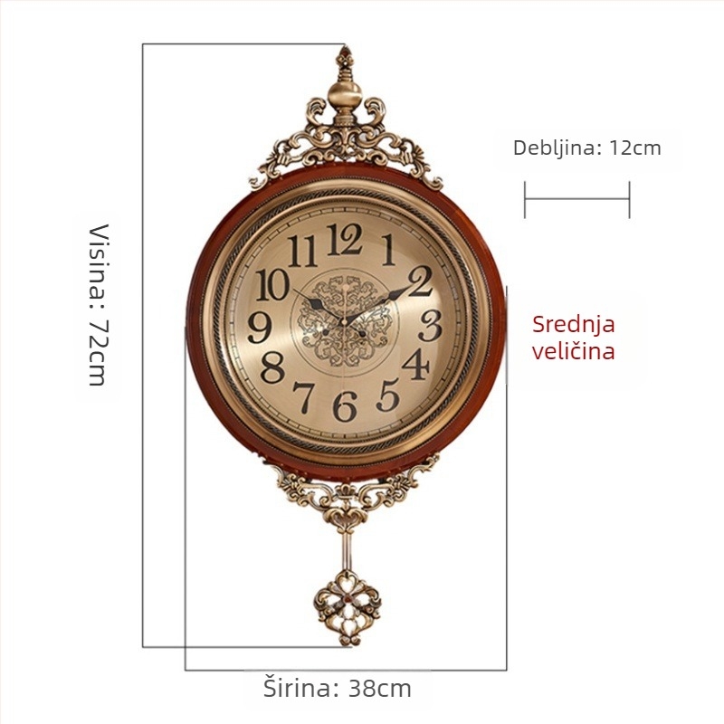 Zidni sat 18003 – Nordic stil, kružno metalno kućište, bakreni brojčanik, japanski kvarcni mehanizam, napajanje baterijom