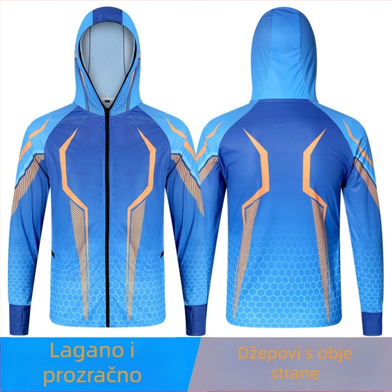 Muška ribička majica s prugama od poliestera, brzo suši, prozračna, odvodi vlagu, ljetna za ribolov