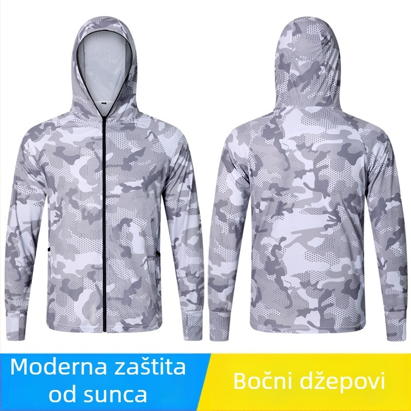 Muška ribička majica s prugama od poliestera, brzo suši, prozračna, odvodi vlagu, ljetna za ribolov