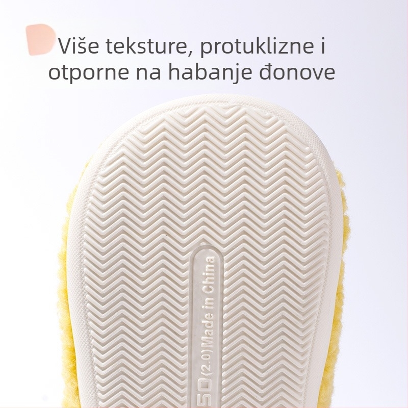 Little Deer Mili dječje plišane papuče za zimu — životinjski uzorak, pull-on dizajn, gornji materijal plastika, đon TPR, dob 1–3 i 4–6 godina