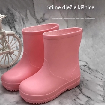 Dječje kišne čizme – PVC, vodootporne i protuklizne, s ravnim potplatom, kratkim dijelom cipele, jedinstvenog dizajna, unisex, za djecu 7–12 godina