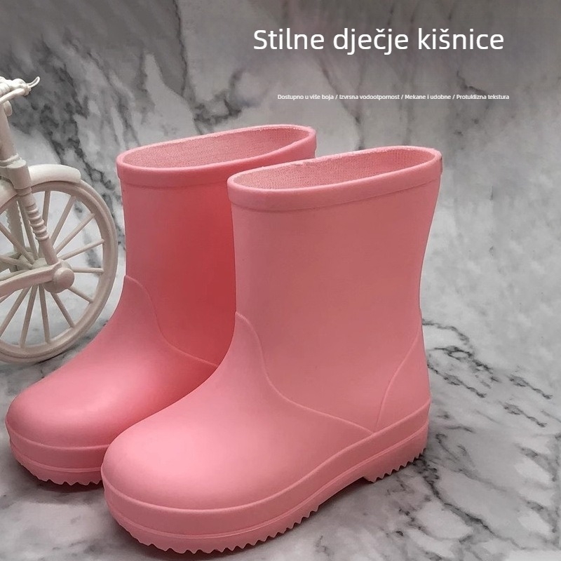 Dječje kišne čizme – PVC, vodootporne i protuklizne, s ravnim potplatom, kratkim dijelom cipele, jedinstvenog dizajna, unisex, za djecu 7–12 godina