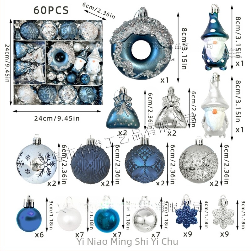 Plastične božićne kuglice za bor, europski stil, MJ60, Marka Nihuang