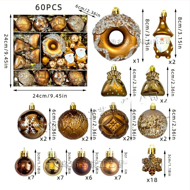 Plastične božićne kuglice za bor, europski stil, MJ60, Marka Nihuang