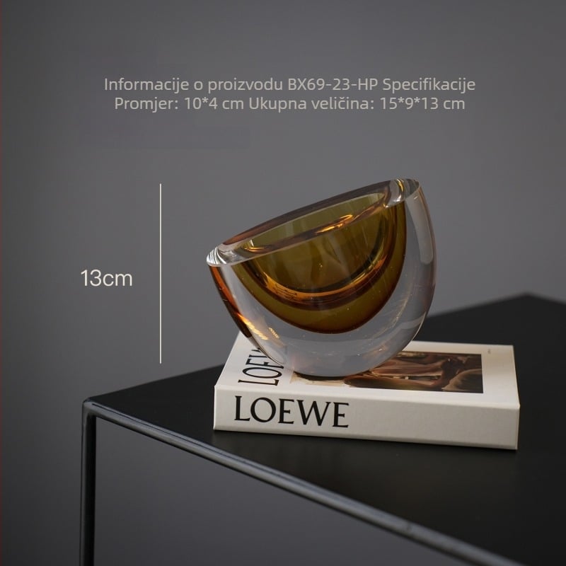 Staklena vaza, ručno puhana, moderni minimalistički geometrijski dizajn, polirani završetak