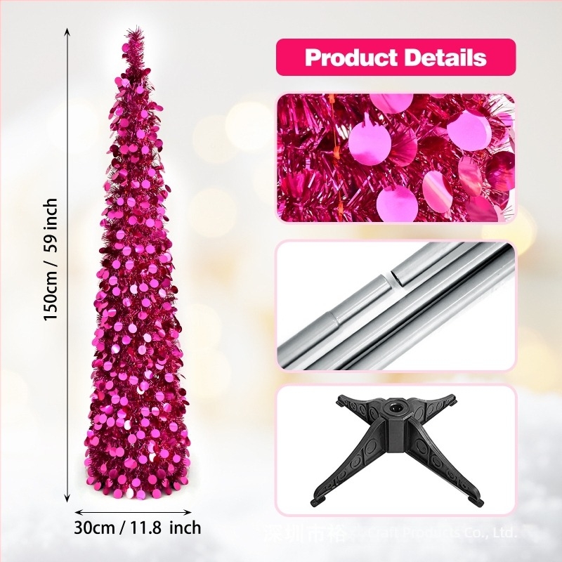 Božićni ukras drveta, konusnog oblika, sklopivi PVC ukras, Yuqi model 2025