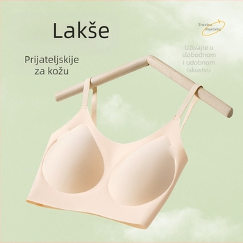 Bešavna grudnjaka s 3/4 šalice, tanko oblikovane čašice od pjene, glavni materijal najlon, podstava spandeks, fiksirane dvostruke naramenice, potpora leđa, prozračna