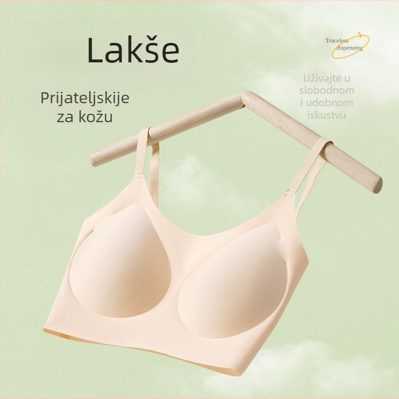 Bešavna grudnjaka s 3/4 šalice, tanko oblikovane čašice od pjene, glavni materijal najlon, podstava spandeks, fiksirane dvostruke naramenice, potpora leđa, prozračna