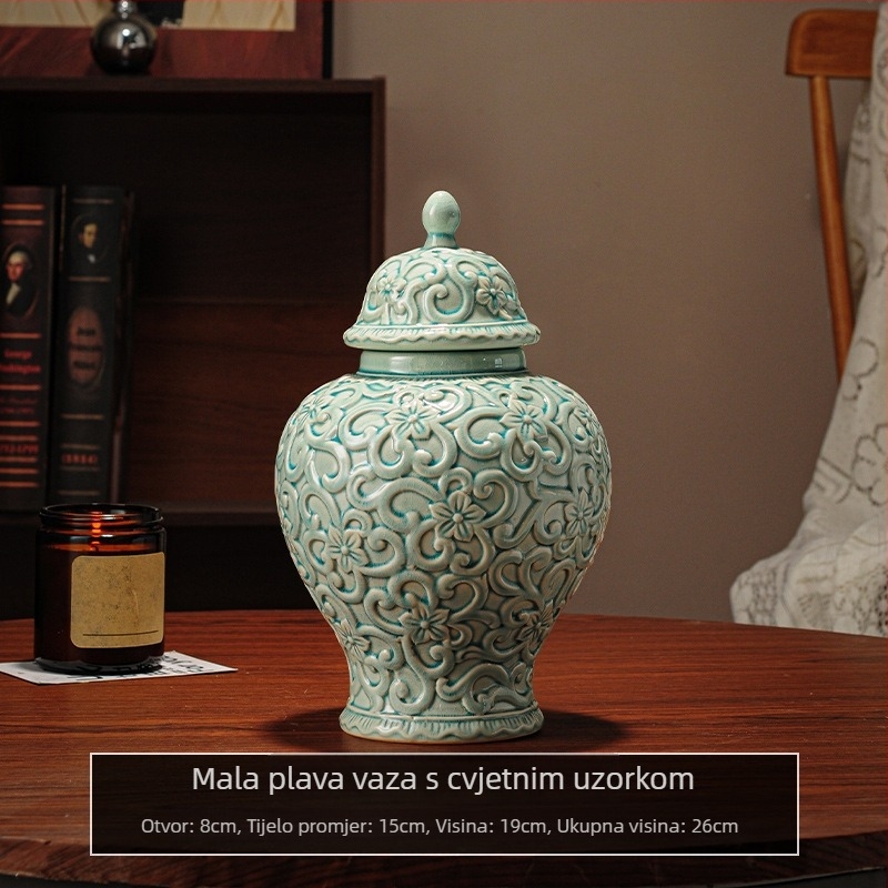 Keramička General Jar — Antičko srednjovjekovni stil, ručno oslikana, ručno izrađena, europski stil (keramika; europski stil; ručno oslikana; ručno izrađena)