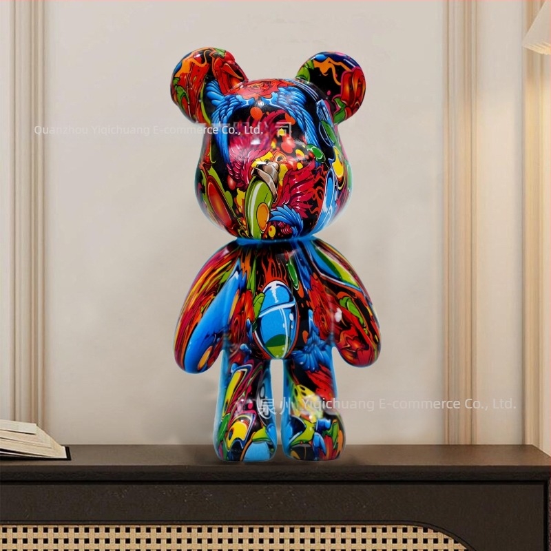 Medvjed od smole – ukras za dom, grafiti stil, životinjski motiv, moderan minimalistički stil, materijal: smola