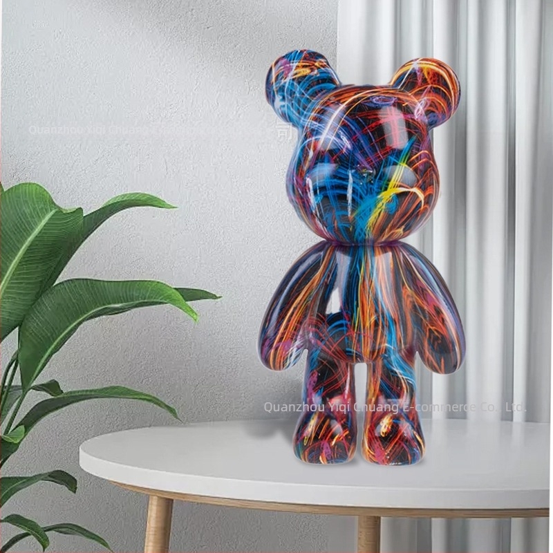 Medvjed od smole – ukras za dom, grafiti stil, životinjski motiv, moderan minimalistički stil, materijal: smola