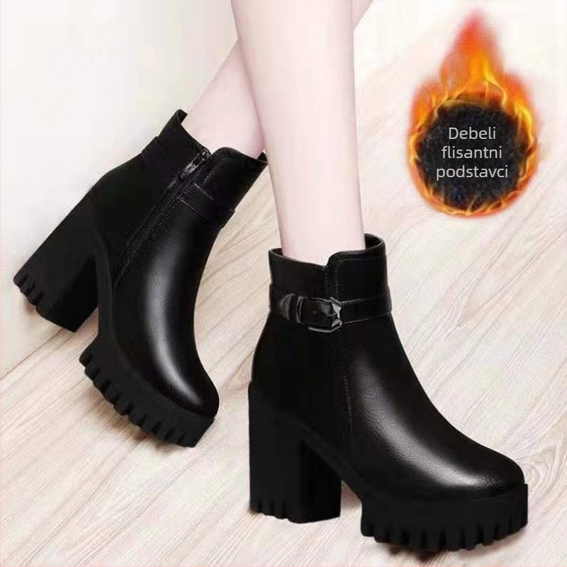 Ženske Martin čizme, vodootporne, PU gornji dio, bočni zatvarač, peta 6–8 cm