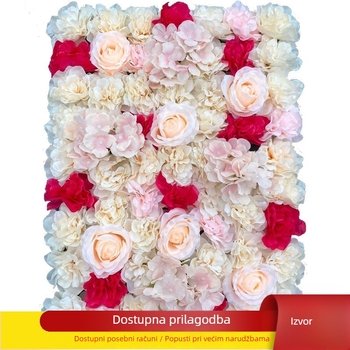 Zid od svilenih cvjetova - Yuxiang; Materijal: Svileno cvijeće; Sorte: Ruža, Eukaliptus, Kamelija; Prilagodba: Dostupna; Namjena: Vjenčani backdrop, rekviziti za fotografiju