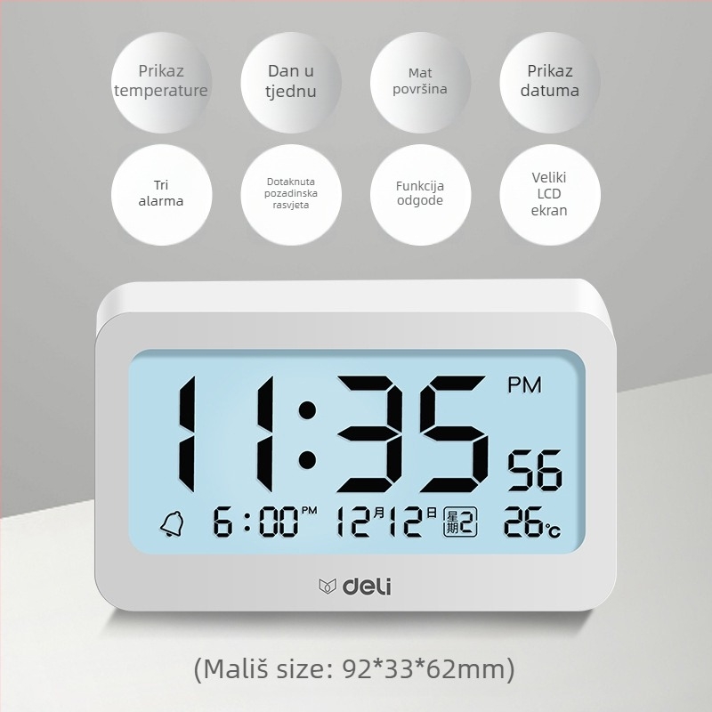 Deli elektronički budilnik s LCD zaslonom, napajan baterijom, boemski stil