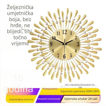 Zidni sat JT1301 s kvarcnim mehanizmom, napajanje baterijom, metalni brojčanik, kućište od kovanog željeza