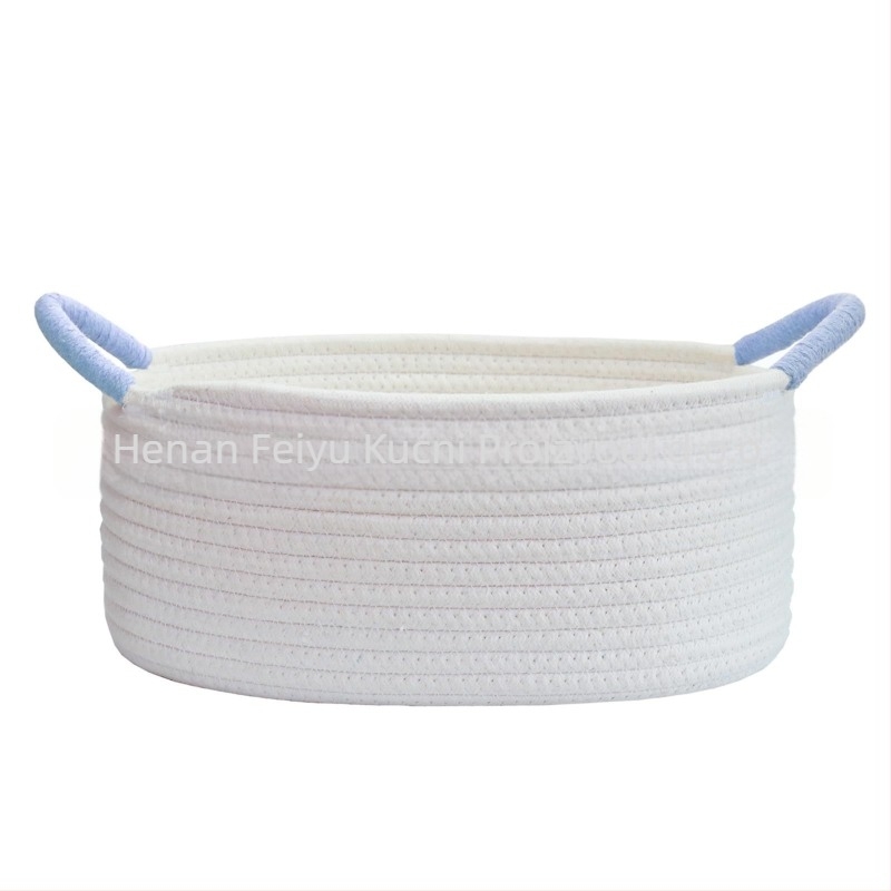 Ovalna košara za pohranu od pamukovog užeta, s omotanom ručkom, pastirski stil, Flying feather marka, pogodna za kućne ljubimce i sitnice