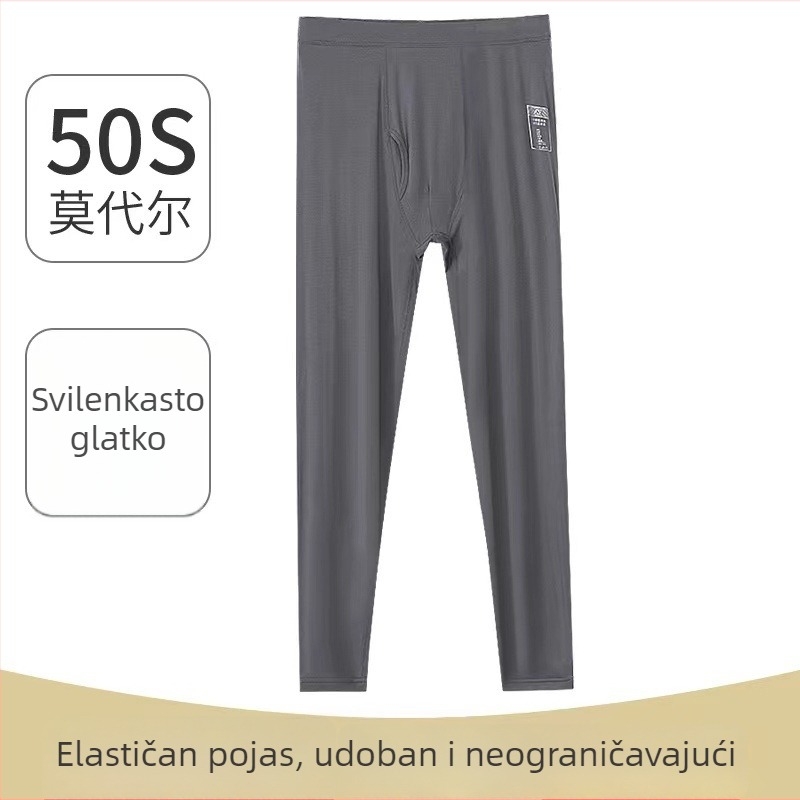 Muške hlače od modalnog materijala za bazni sloj, antibakterijske, visoki pojas, uski kroj, tanko platno