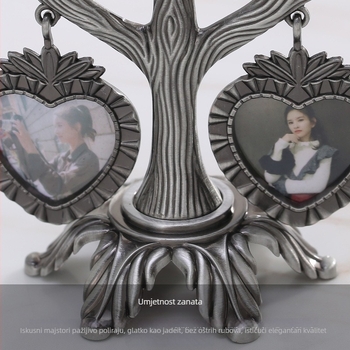 Metalni foto okvir u obliku stabla, moderan dizajn s elektroplatiranjem, kreativni okvir, prilagodljive fotografije i kutija s poklonom