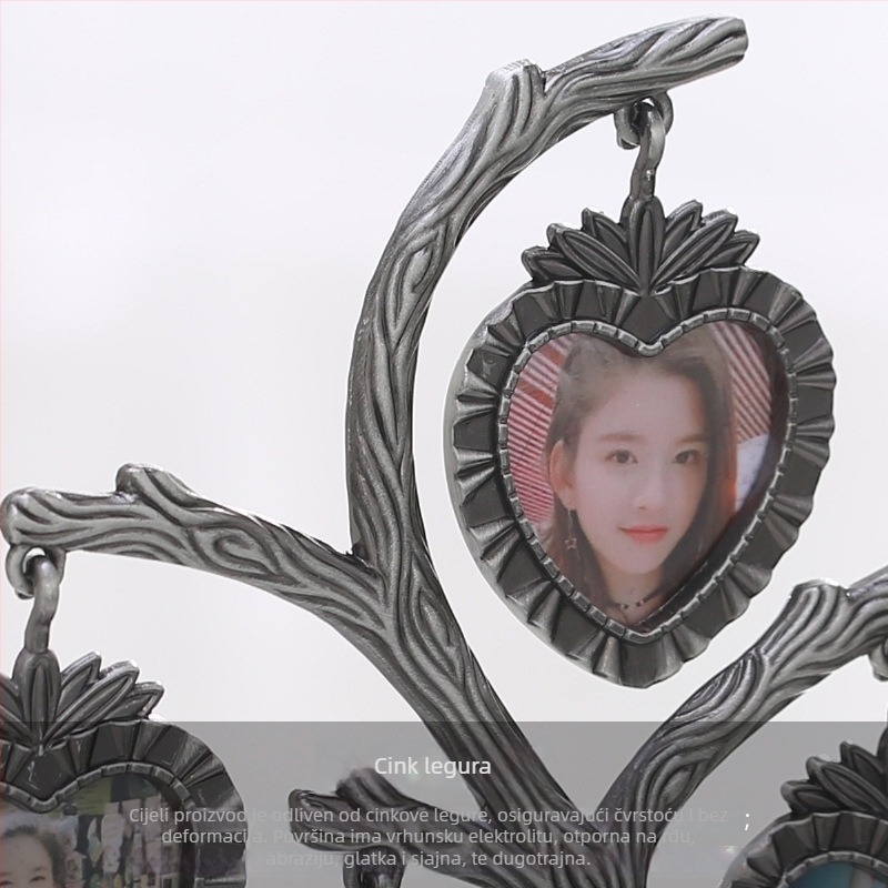 Metalni foto okvir u obliku stabla, moderan dizajn s elektroplatiranjem, kreativni okvir, prilagodljive fotografije i kutija s poklonom