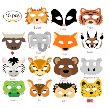 Maske sa životinjama za dječju rođendansku zabavu — papirnate maske za DIY, slatki stil