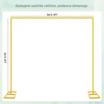 Metalni kovani svadbeni luk sa kvadratnom osnovom, podesivi luk za balone, kartonsko pakiranje, mogućnost prilagodbe