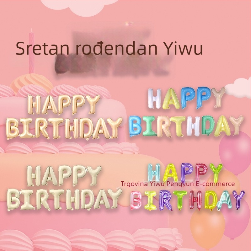 HAPPYBIRTHDAY balon s slovima od aluminijske folije za rođendansku zabavu